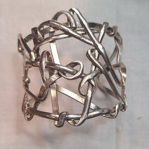 Silver Metallic Abstract Wire Cuff/ Brutalist Bracelet 🖤